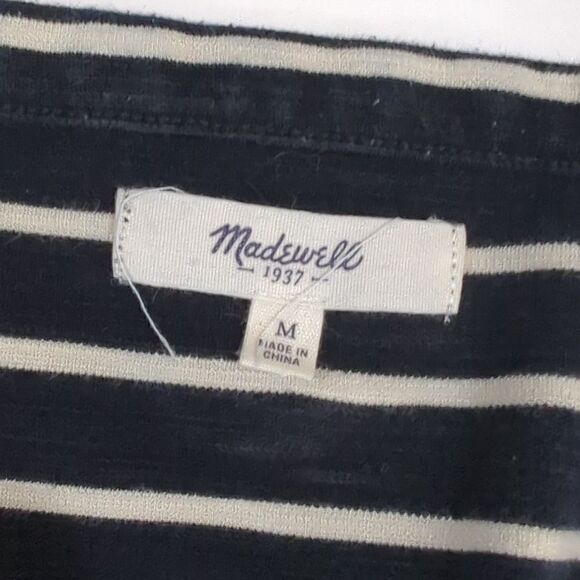 Madewell Womens Top Medium Black Striped Boxy Top Side Zippers - Picture 6 of 9